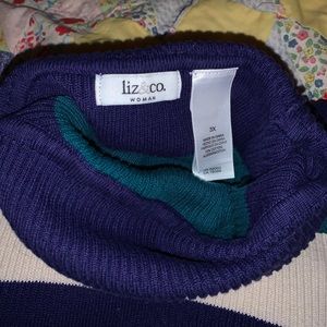 Turtle neck stripped long sleeve sweater